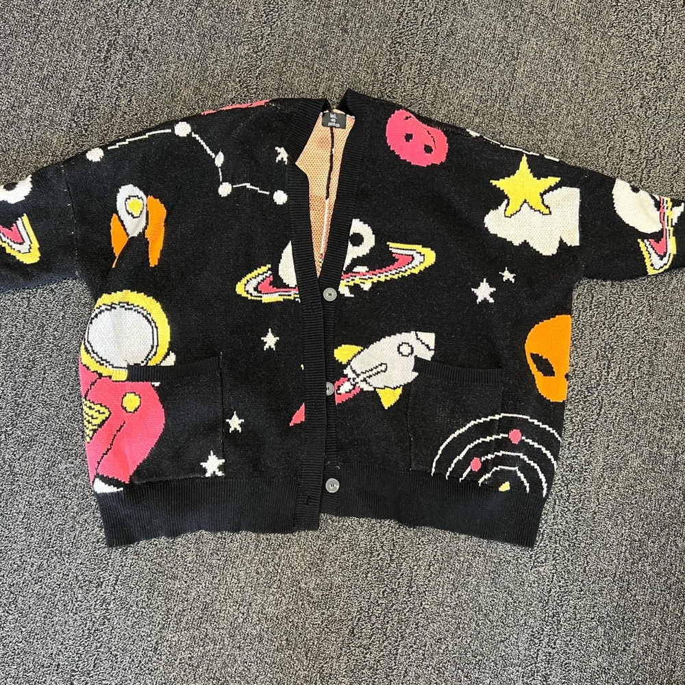 Dressed in LALA Black Space-Themed Cardigan